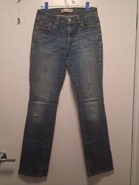 Classic Women's Levis 505 Straight Leg Blue Denim Jeans
